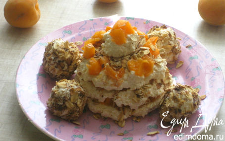 Рецепт Творожные тортик и "Рафаэлло" с абрикосами и жареным геркулесом