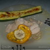 Лодочки из Болгарского перца, фаршированные кукурузой и фейхоа + запеченный цукини и отварная рыба в чесночном бульоне