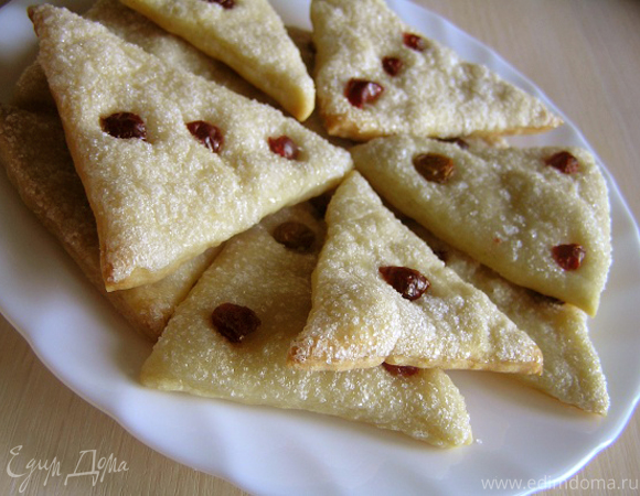 Печенье творожное треугольники с сахаром в духовке