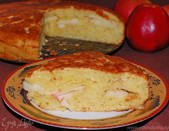 Творожный пирог с яблочной прослойкой