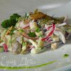 Салат с шампиньонами, сельдью и осминожками