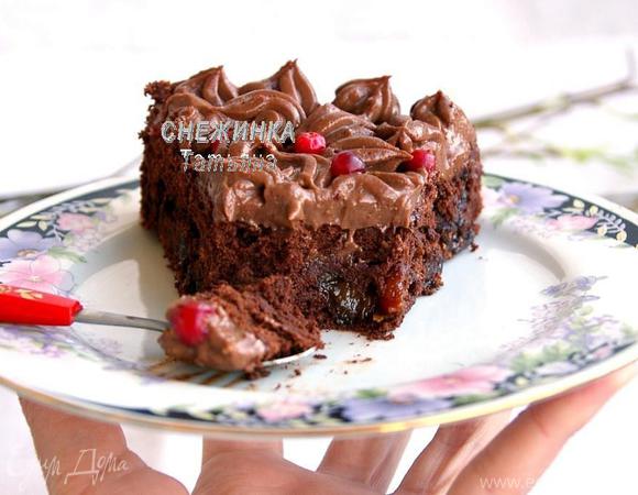 «Бархатный» шоколадный торт с черносливом (без масла!)
