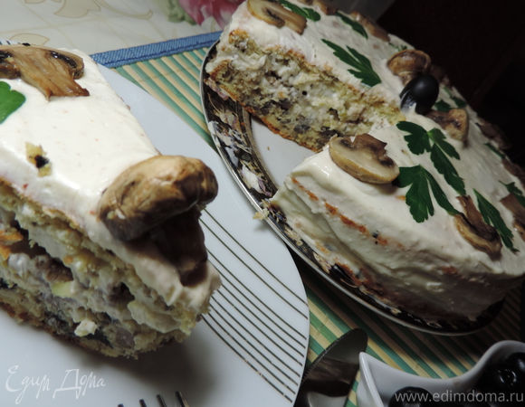 Закусочный грибной торт "Пикантный"