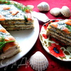Торт из лосося с прослойкой из хачапури