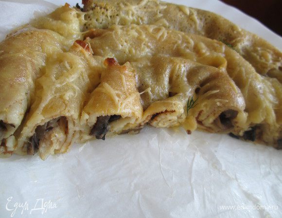 Блинный пирог-улитка с жульеном