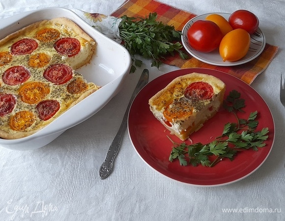 Сырный пирог с томатами