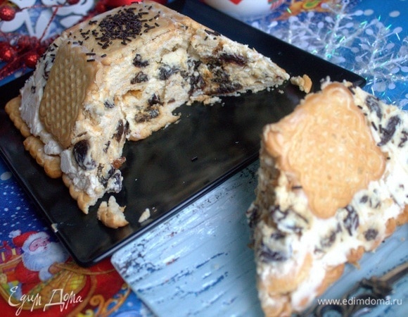 Торт из печенья и творога без выпечки рецепт с фото пошагово