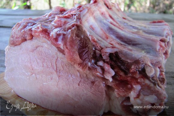 Свинину покупала на местном рынке прямо с утра, перед рыбалкой, еще "парную". В лесу мясо помыла в судочке.
