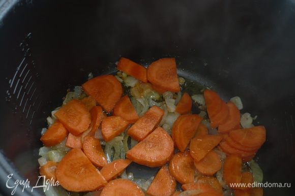 добавить нарезанный лук и минут через 5 морковь - все обжаривать минут 15