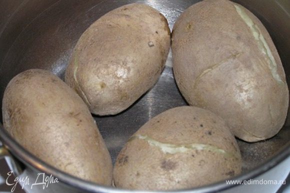 В промежутках между подготовкой теста приготовить картофельное пюре. Отварить пару-тройку картофелин в мундире в подсоленной воде до готовности. (Если располагаете временем, то картофель можно запечь в духовке. Это придаст хлебу дополнительный аромат печеной картошки.) Готовый картофель остужаем, чистим от кожуры и разминаем вилкой. Воды или другой жидкости добавлять ни в коем случае не надо – пюре должно быть очень сухим.