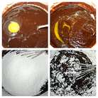 Наша смесь уже остыла, по одному вводим яйца, каждый раз размешиваем до однородности. Муку просеять с солью и разрыхлителем, перемешиваем венчиком. 