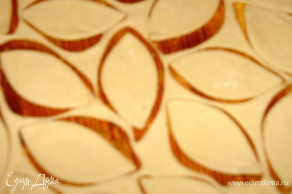 Оставшееся тесто тонко раскатать и нарезать, при помощи формочек, листочки, сердечки и цветочки для декора.