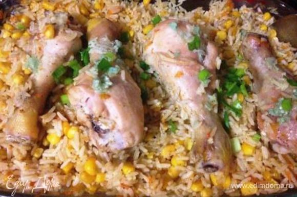 Курица по-арабски с орехами в духовке и рис с кукурузой