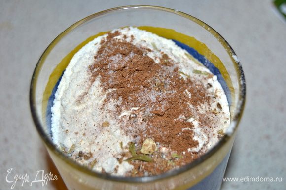 В оставшийся стакан муки добавить кардамон, корицу и соль.