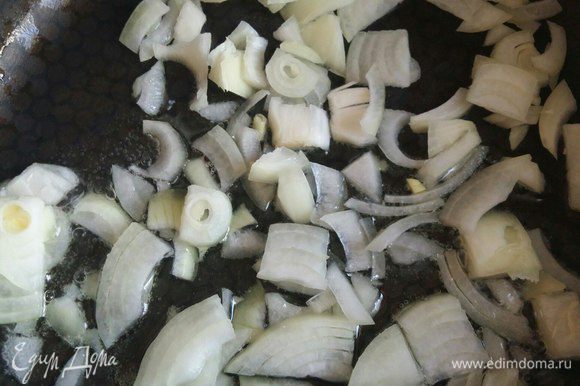 На сковороде с добавлением растительного масла, обжарим немного лук.