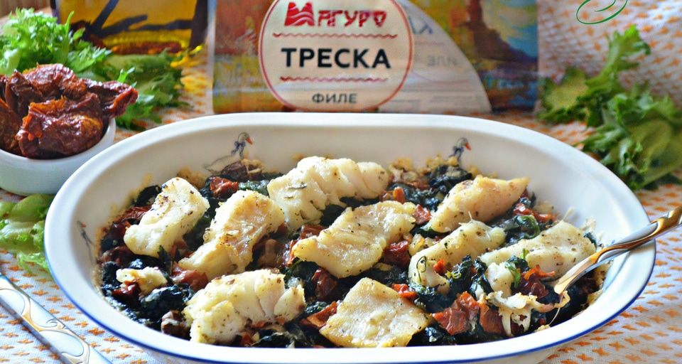 Treska Zapechennaya So Shpinatom I Vyalenymi Tomatami Poshagovyj Recept Na 1055 Kkal Foto Ingredienty Viktoriyas