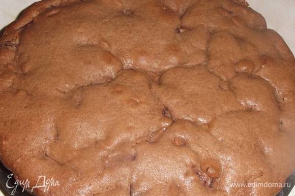 Остывший пирог смазываем растопленным горьким шоколадом.