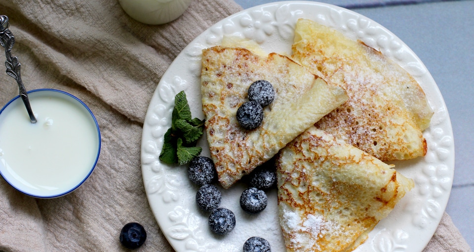 Блины с творогом и зеленью