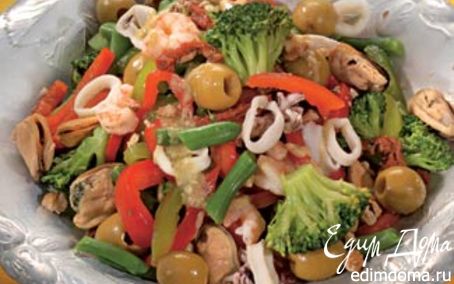 Рецепт Салат из морепродуктов с овощами