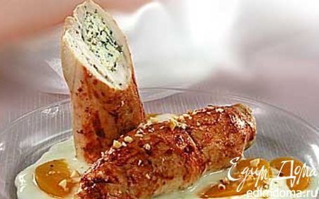 Рецепт куриные рулетики с персиками