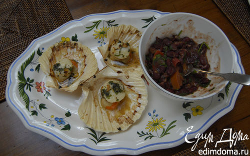 Рецепт Морские гребешки с фасолью