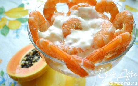 Рецепт Салат из папайи, мандаринов и креветок