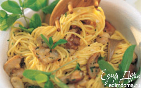 Рецепт Спагетти с грибами и мятой