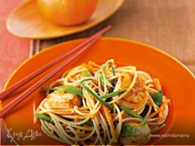 Спагетти с морскими гребешками и мандариновым соусом