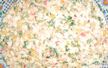 Рецепт Салат из крабовых палочек, кукурузы,фасоли,яйца