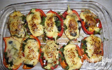 Рецепт Запеченные перцы с брынзой и оливками