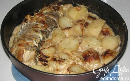Рецепт Щука под сметаной с молодым картофелем