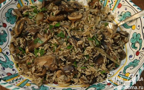 Рецепт Теплый салат из бурого риса и грибов