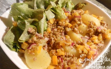 Рецепт Теплый картофельный салат с чечевицей