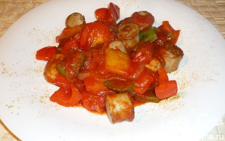Рецепт Жареные колбаски с овощами