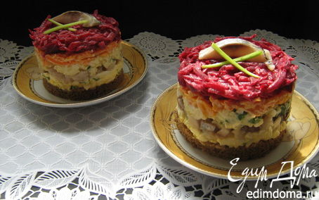 Рецепт Селёдочка под "шубой" на бородинском хлебушке