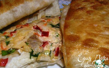 Рецепт Конвертики из лаваша с сыром, овощами и курицей