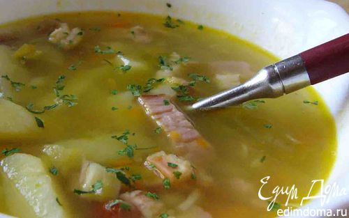 Рецепт Гороховый суп с копченым окороком