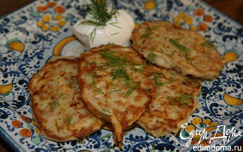 Рецепт Овсяные оладьи с картофелем, сыром и беконом