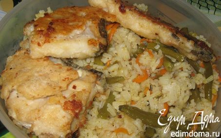 Рецепт Жареная морская рыба с рисом и овощами