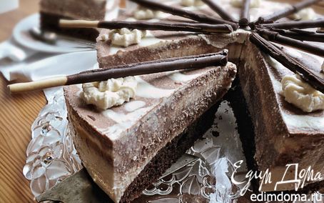Рецепт Торт "Зебра" с творожным и кофейным кремом