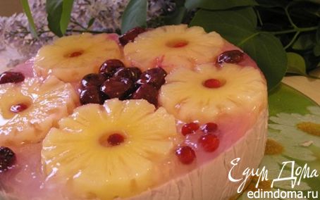 Рецепт Творожный торт с вишней и ананасом