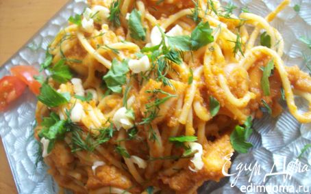 Рецепт Спагетти с курицей и кабачковым соусом