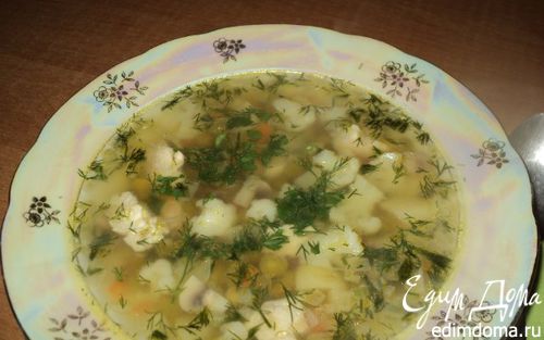 Рецепт Суп из цветной капусты с шампиньонами.