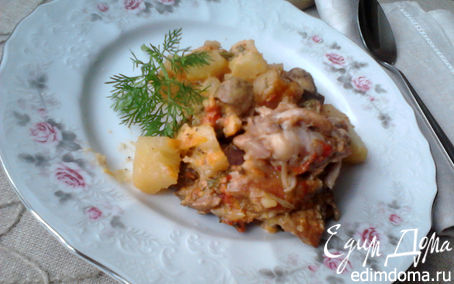 Рецепт Жаркое с курицей и грибами в горшочке