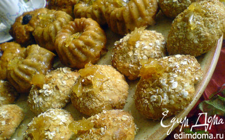 Рецепт Фруктовые кексы с лимонной глазурью и печенье "Золотистое" с овсяными хлопьями