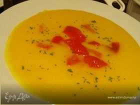 Тыквенно-морковный суп-пюре с запеченным перцем