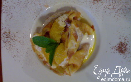 Рецепт Блинный десерт с сыром рикотта и апельсиновым соусом