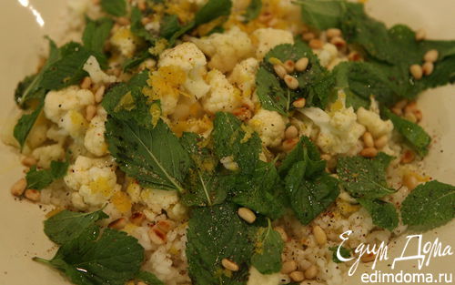 Рецепт Теплый салат из риса с цветной капустой и мятой