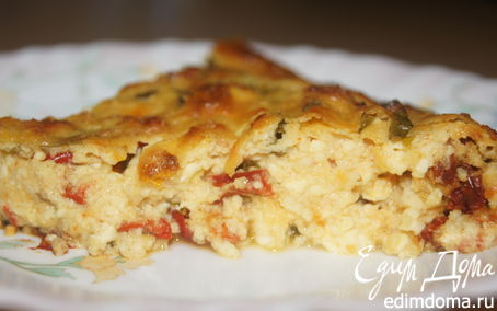 Рецепт Творожный пирог с базиликом, сушеными перцами и томатами