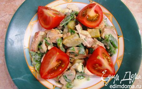 Рецепт Теплый салат из куриной грудки с овощами